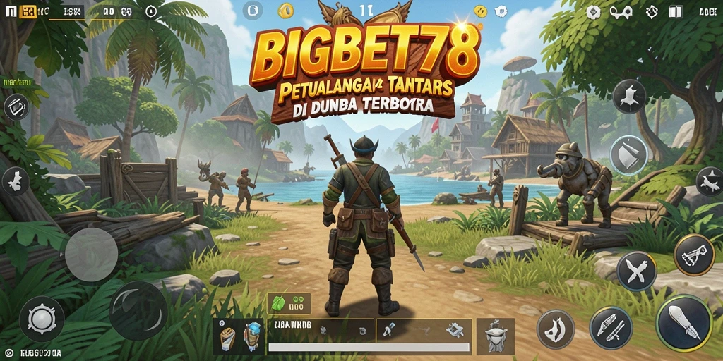 Screenshot gameplay BIGBET78 menunjukkan petualangan seru di dunia terbuka.