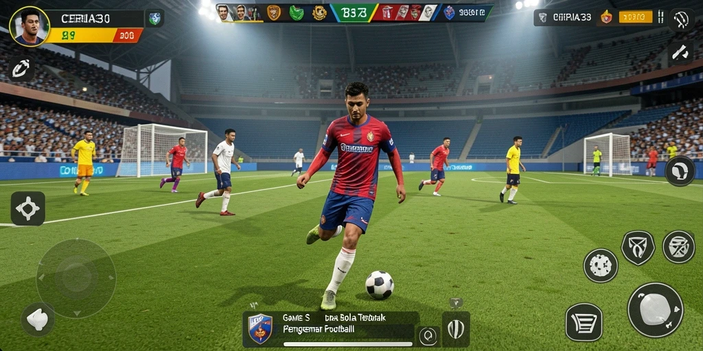 Screenshot utama CERIA33 menampilkan aksi seru dalam permainan sepak bola.