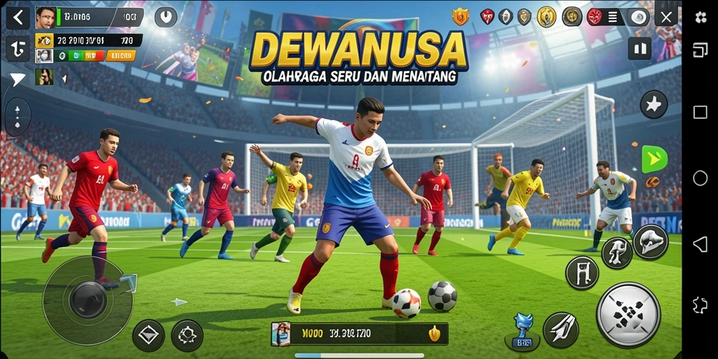 Tampilan gameplay DEWANUSA menampilkan aksi olahraga yang seru.