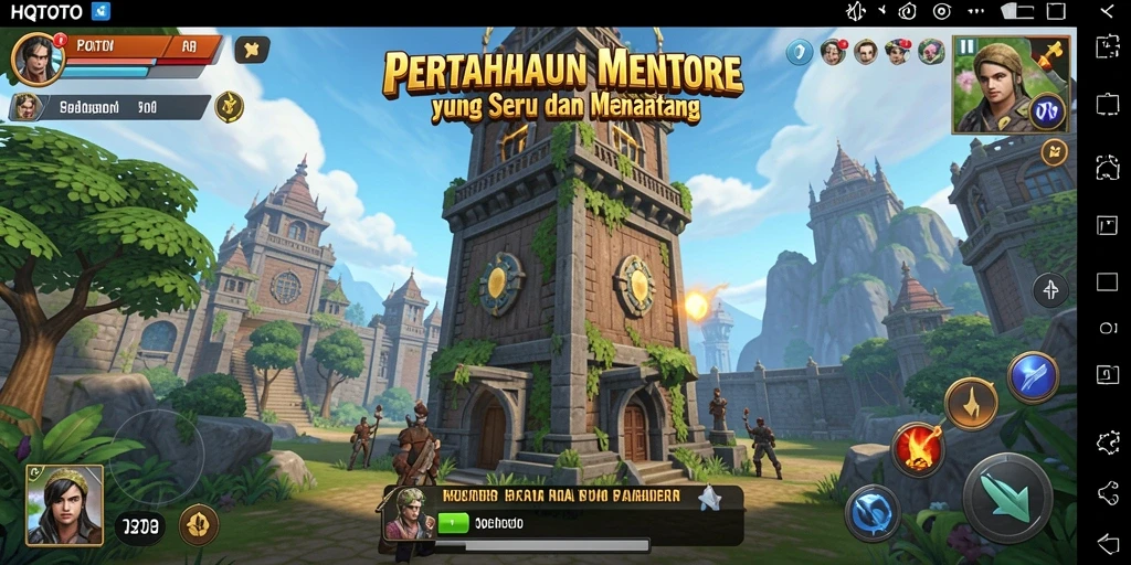 Tampilan gameplay HQTOTO yang penuh strategi Tower Defense.