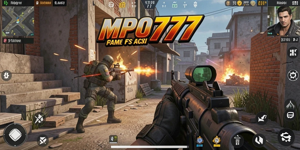 Screenshot utama MPO777 menunjukkan aksi seru dalam gameplay FPS.