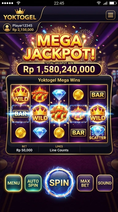 Tampilan utama aplikasi yoktogel yang menarik.